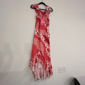 Betsy Johnson Long Asymmetrical High-low Hem Dress with Ruffles